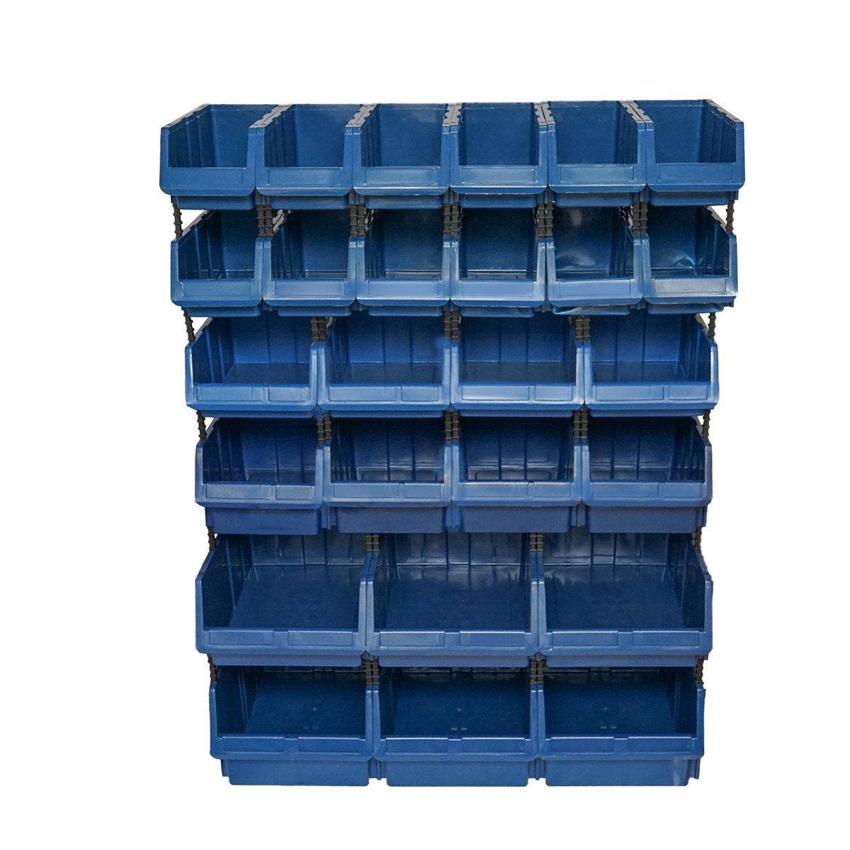 Stand cu 26 cutii pentru depozitare / organizare, cutie din plastic albastra,1020x510x1350mm